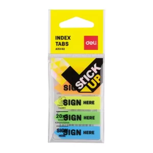 DELI A11302 SIGN HERE INDEX TABS 43x12MM 5x20SHEETS 5 COLOR (PAGEMARKERS)
