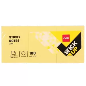 DELI A00153 STICKUP NOTES 1.5”×2” 100SHEETS YELLOW